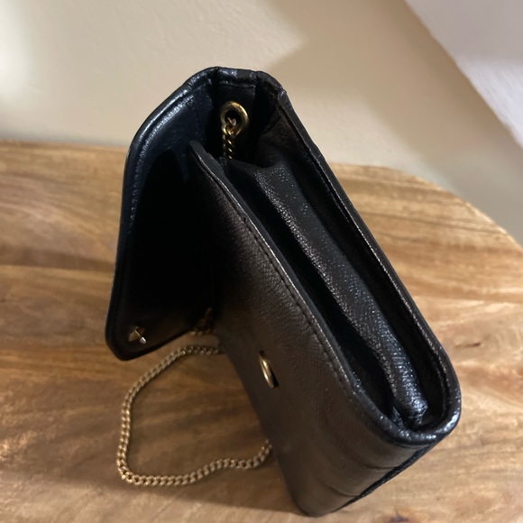 AUTH VINTAGE RARE DIOR BLACK LEATHER MINI FLAP BAG & GOLD ORIGINAL CHAIN - Picture 11 of 17